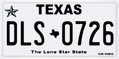 TX license plate DLS0726