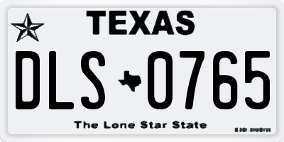 TX license plate DLS0765