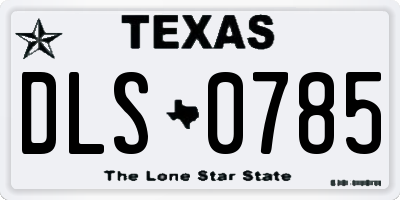 TX license plate DLS0785