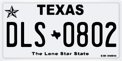 TX license plate DLS0802
