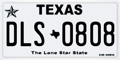 TX license plate DLS0808