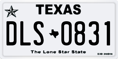 TX license plate DLS0831