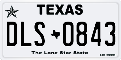 TX license plate DLS0843