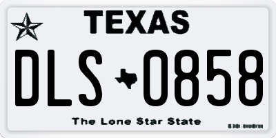 TX license plate DLS0858