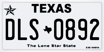 TX license plate DLS0892