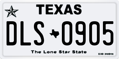 TX license plate DLS0905