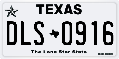 TX license plate DLS0916