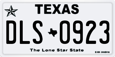 TX license plate DLS0923