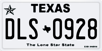 TX license plate DLS0928