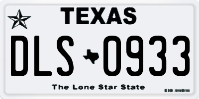 TX license plate DLS0933