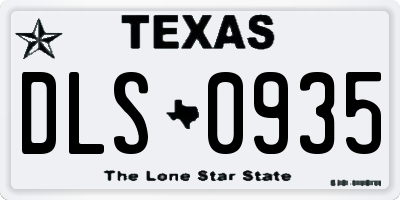 TX license plate DLS0935