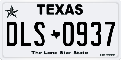 TX license plate DLS0937