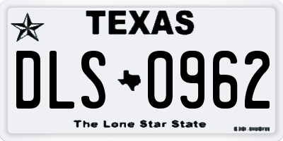 TX license plate DLS0962