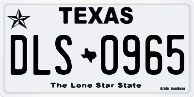 TX license plate DLS0965