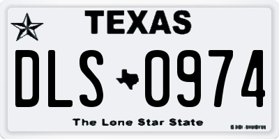 TX license plate DLS0974