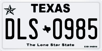TX license plate DLS0985