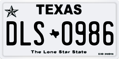 TX license plate DLS0986
