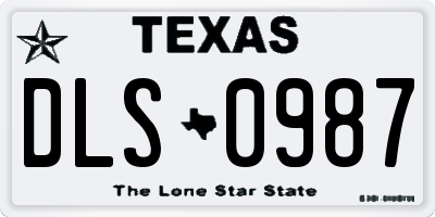 TX license plate DLS0987