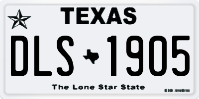 TX license plate DLS1905