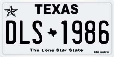 TX license plate DLS1986