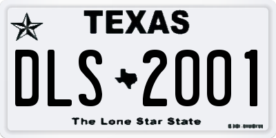 TX license plate DLS2001