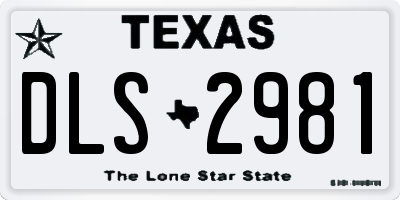 TX license plate DLS2981