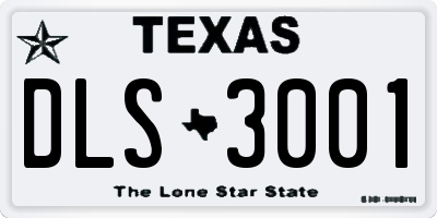 TX license plate DLS3001