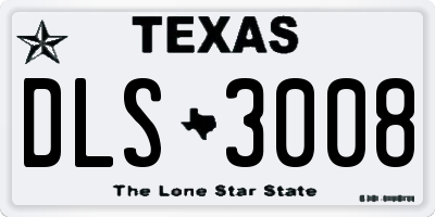 TX license plate DLS3008