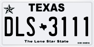 TX license plate DLS3111