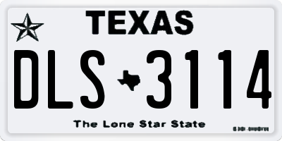 TX license plate DLS3114