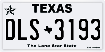TX license plate DLS3193