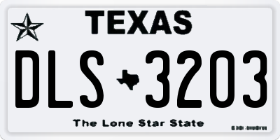 TX license plate DLS3203