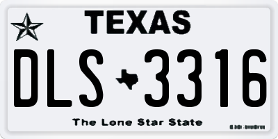 TX license plate DLS3316