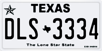 TX license plate DLS3334