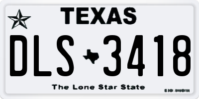 TX license plate DLS3418