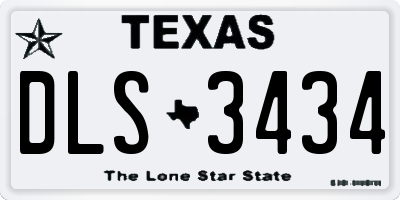 TX license plate DLS3434