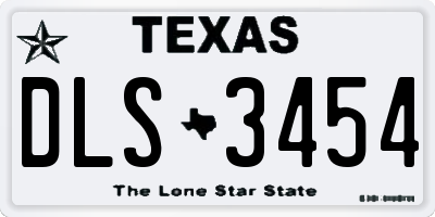 TX license plate DLS3454