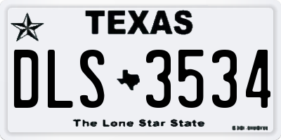 TX license plate DLS3534