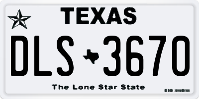 TX license plate DLS3670