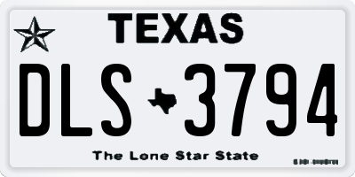 TX license plate DLS3794