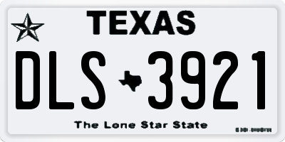 TX license plate DLS3921