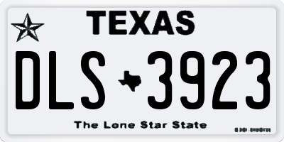 TX license plate DLS3923