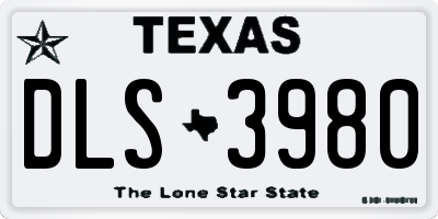 TX license plate DLS3980