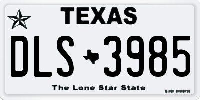 TX license plate DLS3985