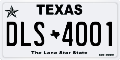 TX license plate DLS4001