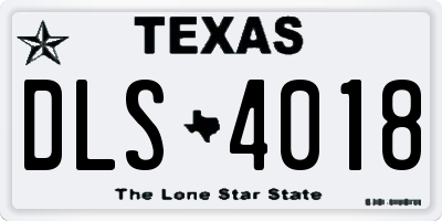 TX license plate DLS4018