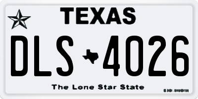 TX license plate DLS4026