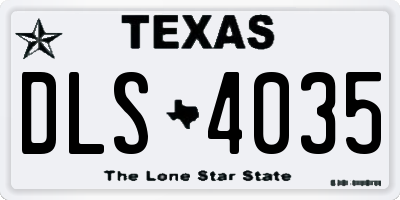 TX license plate DLS4035