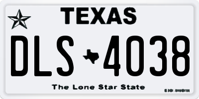 TX license plate DLS4038