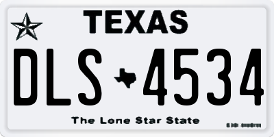 TX license plate DLS4534